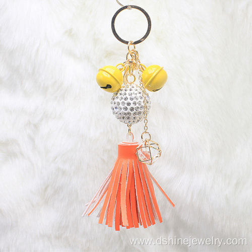 Leather Tassel Keychain With Clasp For Bag Shambala Pendant